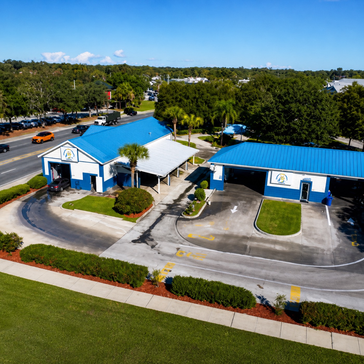 Soapy's Car Wash exterior in Ocala FL with drive-through tunnel and full-service detail bays